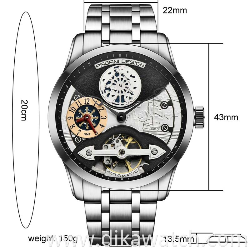 BENYAR Top Men High Quality Watches Luxury Leather Wrist Watches Fashion Well-design Skeleton Mechanical Watch Waterproof